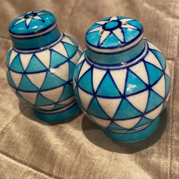 Other - Turquoise & White Moroccan Style Ceramic Salt & Pepper Shakers NWOTS